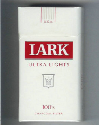 Lark Ultra Lights 100s Charcoal Filter white and red cigarettes