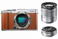 Fujifilm X-M1 XC 16-50mm + XF 27mm twin Lens kit Brown Camera